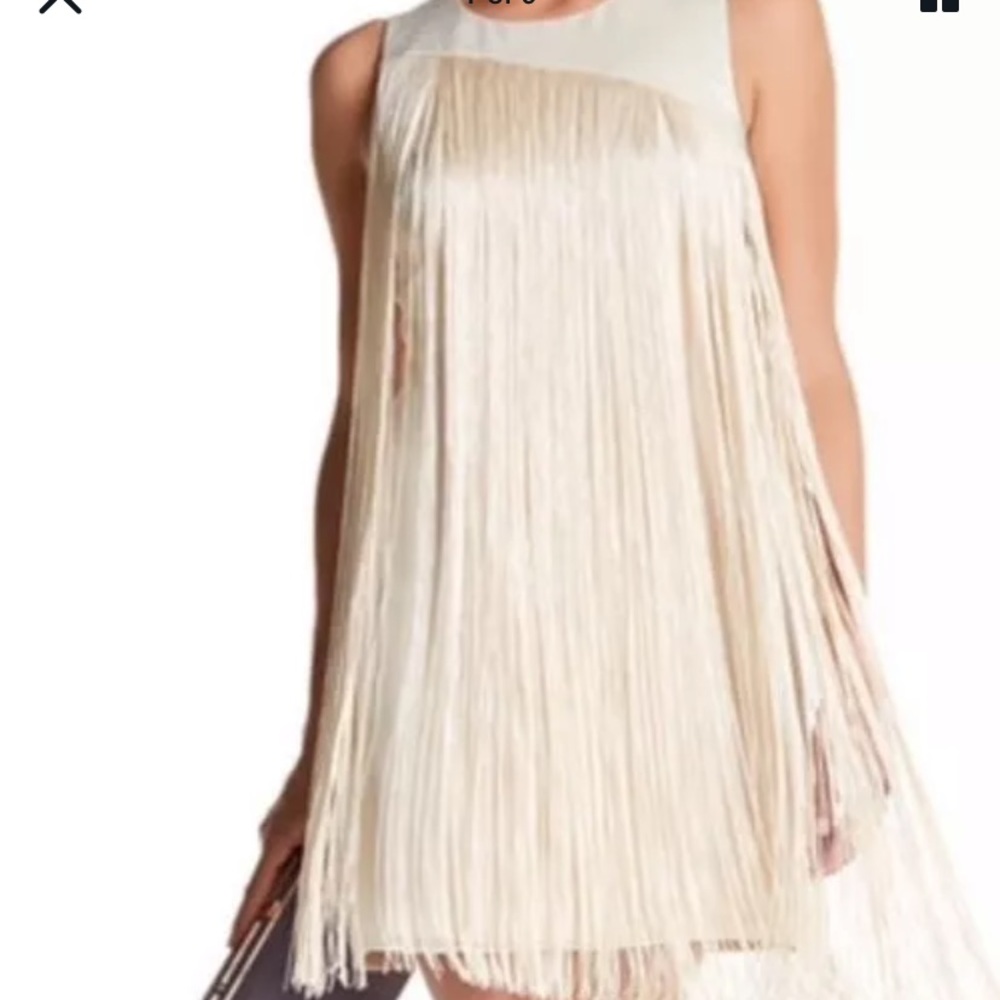 Rachel Roy Cream/Beige Fringe Cocktail dress M